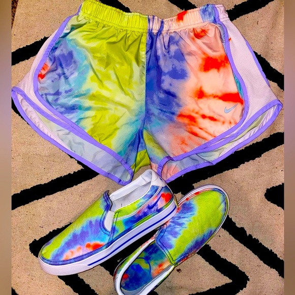 Nike Shoes - New Nike tye-dye matching set! slip-on Nikes, Size W9.5, Nike Tempo, Med.